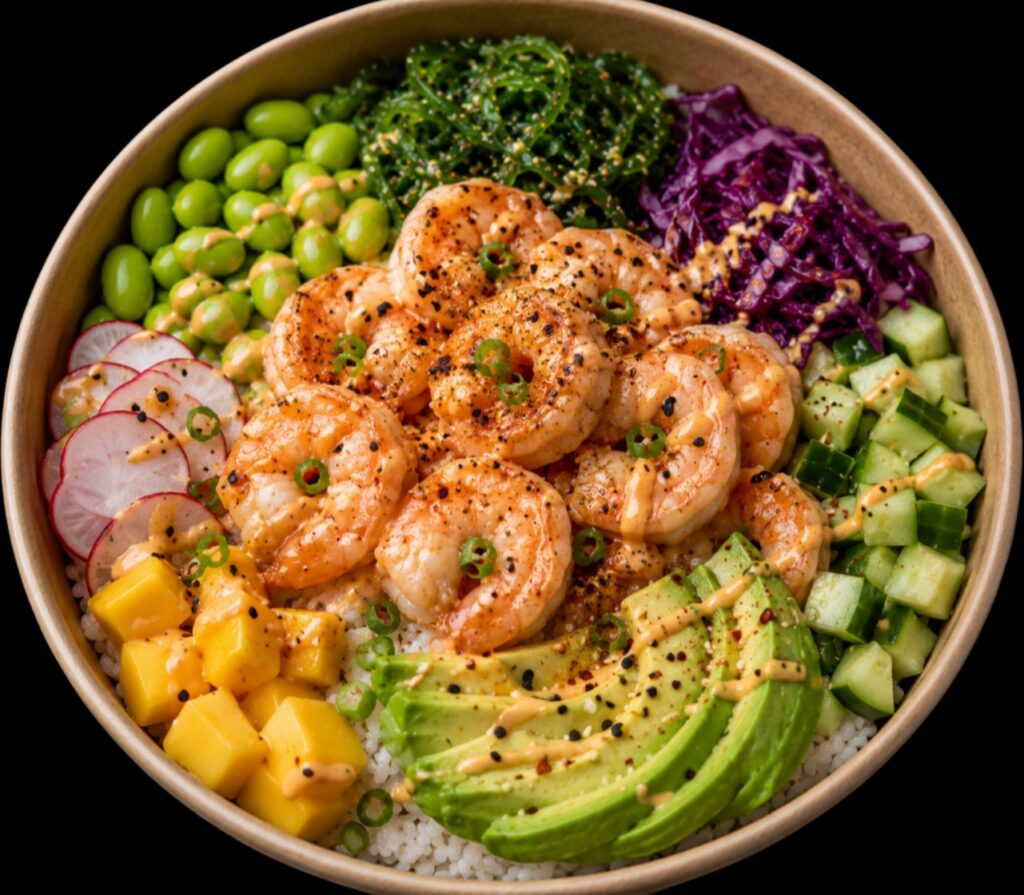 Poke Grilled Tempura Crevettes