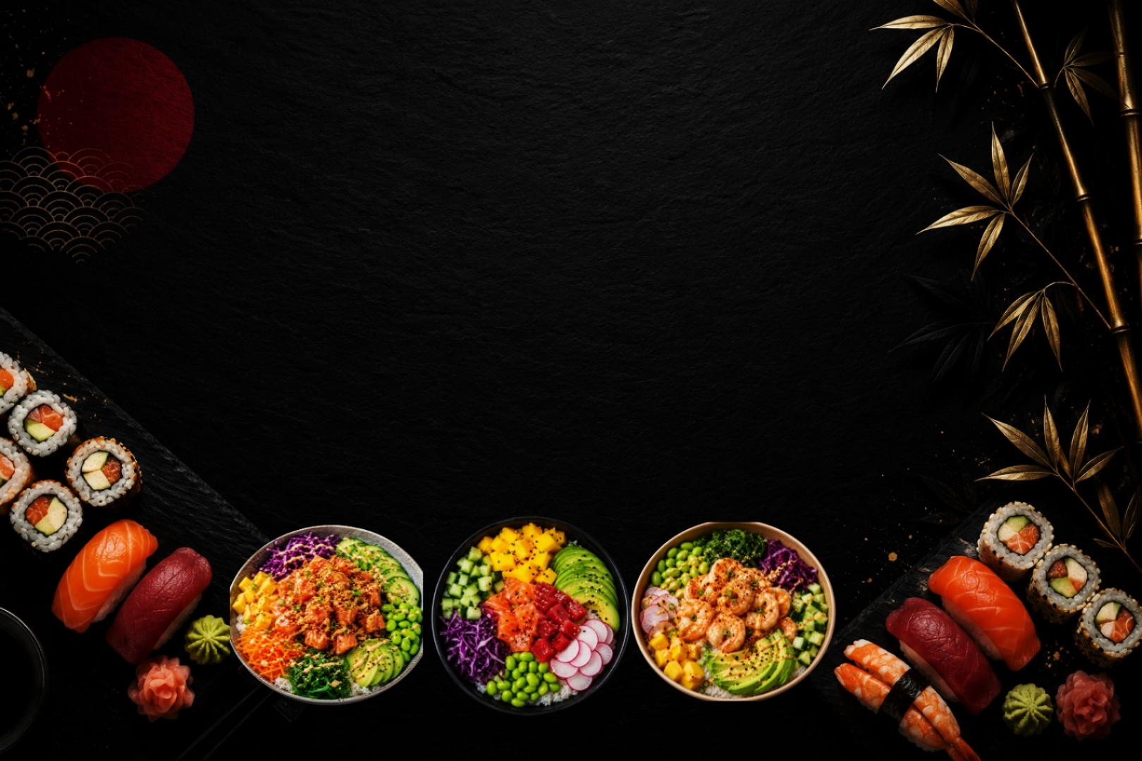 Plateau J10 : makis, california rolls, nigiris et poké bowls