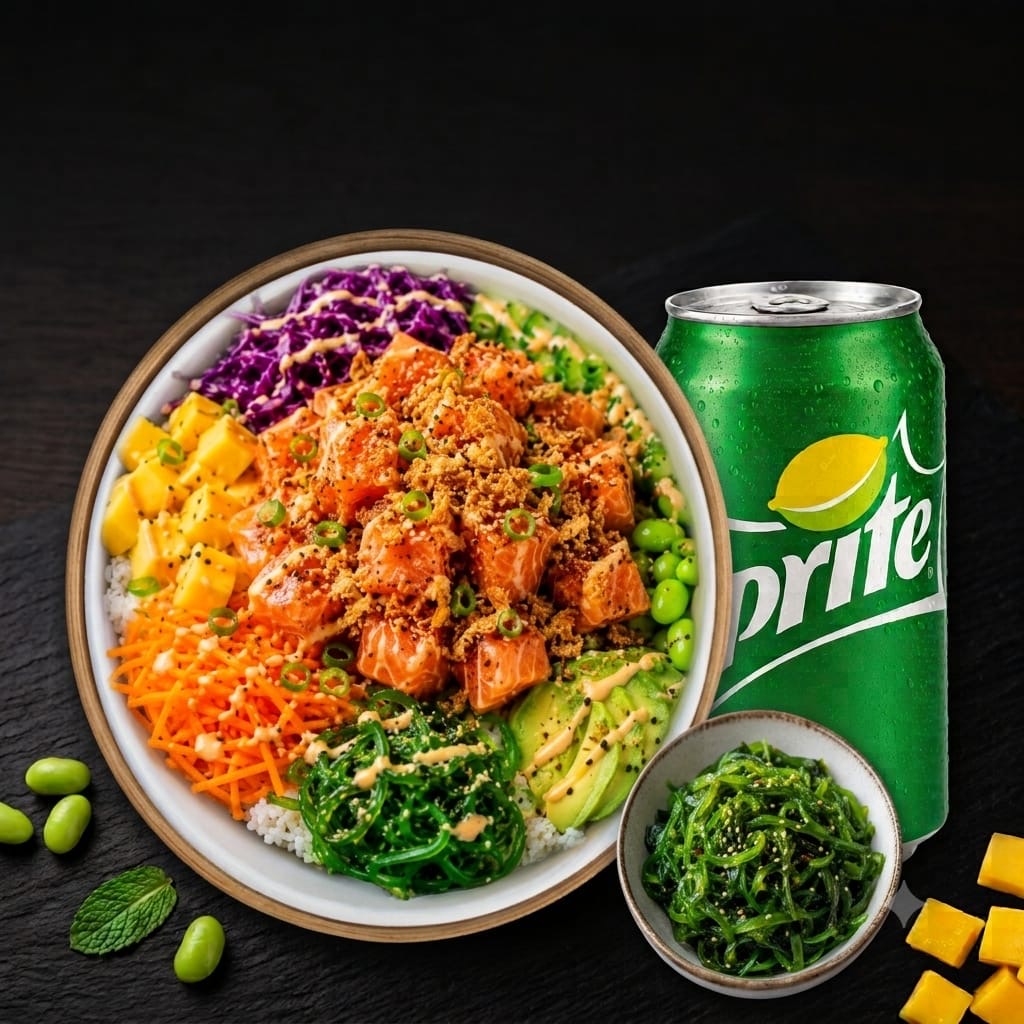 Poke Saumon + Sprite + Wakame
